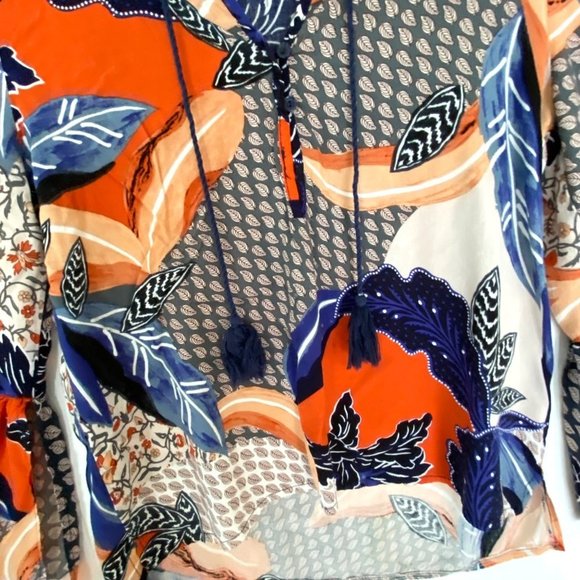 Jaase boho tassel‎ tie bell sleeve blouse top XS - Picture 5 of 6